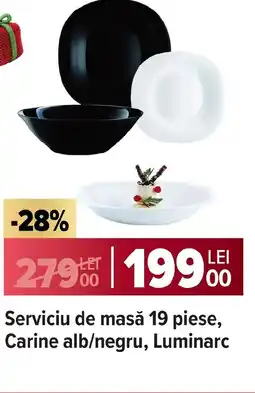 Carrefour Serviciu de masă 19 piese, Carine alb/negru, Luminarc Ofertă