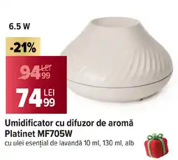 Carrefour Umidificator cu difuzor de aromă Platinet MF705W Ofertă