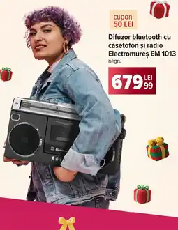 Carrefour Difuzor bluetooth cu casetofon şi radio Electromureş EM 1013 Ofertă