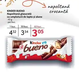 Selgros KINDER Bueno Napolitană glazurată cu umplutură de lapte și alune Ofertă