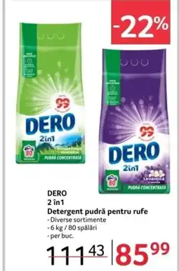 Selgros DERO 2 în 1 Detergent pudră pentru rufe Ofertă
