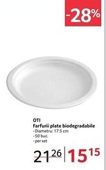 Selgros OTI Farfurii plate biodegradabile Ofertă