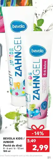 Kaufland BEVOLA Kids / junior Pastă de dinți Ofertă