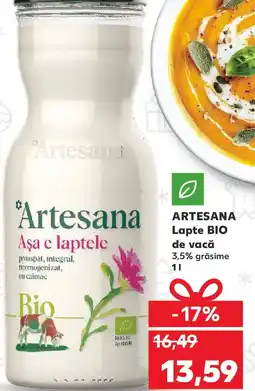 Kaufland ARTESANA Lapte BIO de vacă Ofertă