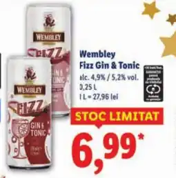 Lidl Wembley Fizz Gin & Tonic Ofertă