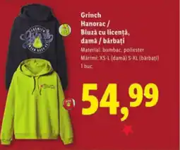 Lidl Grinch Hanorac / Bluză cu licenţă, damǎ/barbați Ofertă