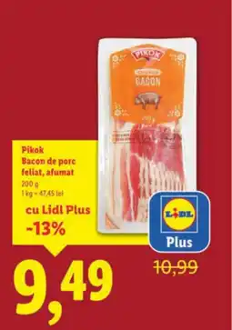 Lidl Pikok Bacon de porc feliat, afumat Ofertă