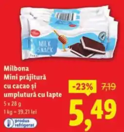 Lidl Milbona Mini prăjitură cu cacao si umplutură cu lapte Ofertă
