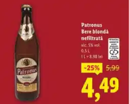 Lidl Patronus Bere blondǎ nefiltratǎ Ofertă