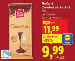 Lidl Fin Carré Cuvertura de ciocolată Ofertă