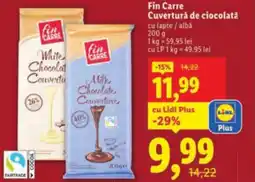 Lidl Fin Carre Cuvertura de ciocolată Ofertă