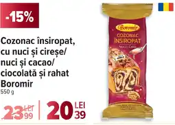 Carrefour Cozonac însiropat, cu nuci şi cireșe/ nuci şi cacao/ ciocolată şi rahat Boromir Ofertă