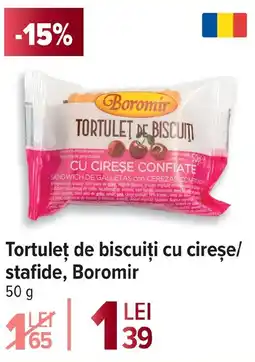 Carrefour Tortuleţ de biscuiți cu cireșe/ stafide, Boromir Ofertă