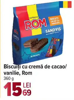 Carrefour Biscuiți cu cremă de cacao/ vanilie, Rom Ofertă