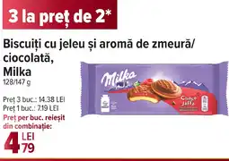 Carrefour Biscuiți cu jeleu şi aromă de zmeură/ ciocolată, Milka Ofertă