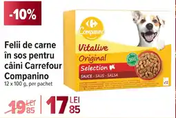 Carrefour Felii de carne în sos pentru câini Carrefour Companino Ofertă