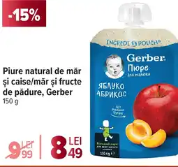 Carrefour Piure natural de măr şi caise/măr şi fructe de pădure, Gerber Ofertă