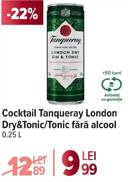 Carrefour Cocktail Tanqueray London Dry&Tonic/Tonic fără alcool Ofertă