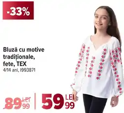 Carrefour Bluză cu motive tradiţionale, fete, TEX Ofertă
