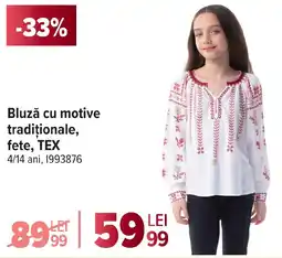 Carrefour Bluză cu motive tradiţionale, fete, TEX Ofertă