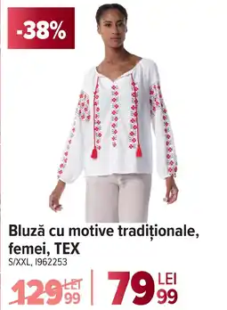 Carrefour Bluză cu motive tradiționale, femei, TEX Ofertă