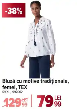 Carrefour Bluză cu motive tradiţionale, femei, TEX Ofertă