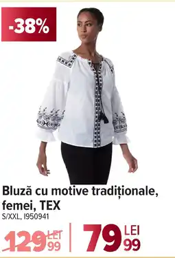 Carrefour Bluză cu motive tradiționale, femei, TEX Ofertă