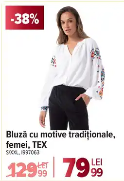 Carrefour Bluză cu motive tradiționale, femei, TEX Ofertă