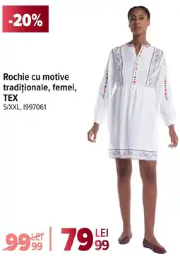 Carrefour Rochie cu motive tradiționale, femei, TEX Ofertă