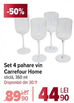 Carrefour Set 4 pahare vin Carrefour Home Ofertă