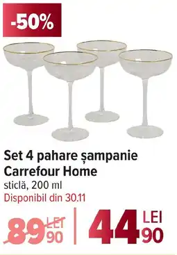Carrefour Set 4 pahare şampanie Carrefour Home Ofertă