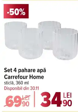 Carrefour Set 4 pahare apă Carrefour Home Ofertă