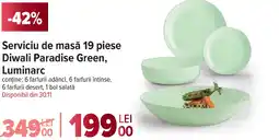 Carrefour Serviciu de masă 19 piese Diwali Paradise Green, Luminarc Ofertă