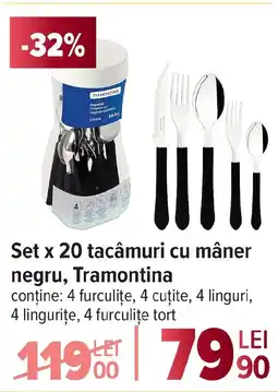 Carrefour Set x 20 tacâmuri cu mâner negru, Tramontina Ofertă