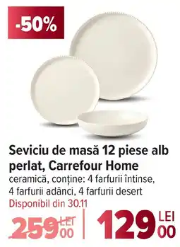 Carrefour Seviciu de masă 12 piese alb perlat, Carrefour Home Ofertă