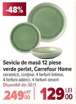Carrefour Seviciu de masă 12 piese verde perlat, Carrefour Home Ofertă