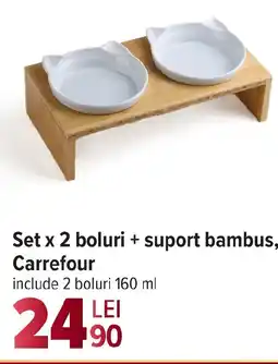 Carrefour Set x 2 boluri + suport bambus, Carrefour Ofertă