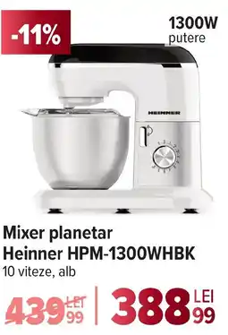 Carrefour Mixer planetar Heinner HPM-1300WHBK Ofertă