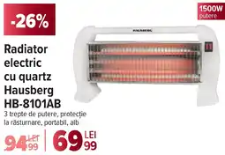 Carrefour Radiator electric cu quartz Hausberg HB-8101AB Ofertă