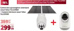 Carrefour Cameră de supraveghere exterioară smart Tellur TLL331551 + Cameră interioară smart Tellur TLL331391 Ofertă