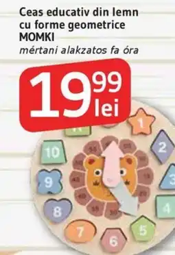Supeco Ceas educativ din lemn cu forme geometrice MOMKI Ofertă