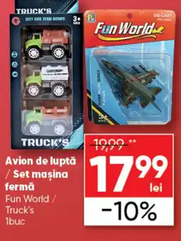 PROFI Avion de luptă / Set maşina fermă Fun World/ Truck's Ofertă