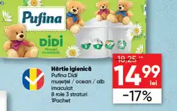 PROFI Hârtie igienicǎ Pufina Didi musețel/ocean/alb imaculat Ofertă