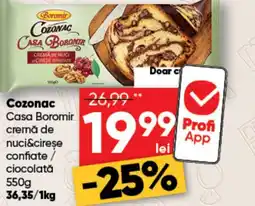PROFI Cozonac Casa Boromir cremă de nuci&cireşe confiate/ ciocolată Ofertă