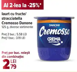 Carrefour Market laurt cu fructe/ stracciatella Cremosso Danone Ofertă