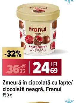 Carrefour Market Zmeură în ciocolată cu lapte ciocolată neagră, Franui Ofertă