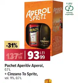 Carrefour Market Pachet Aperitiv Aperol, + Cinzano To Spritz Ofertă
