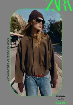 Zara GEACĂ BOMBER CU ASPECT DE SUEDE Ofertă