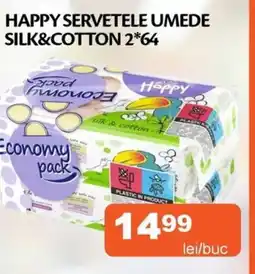 Unicarm Happy servetele umede silk&cotton 2*64 Ofertă