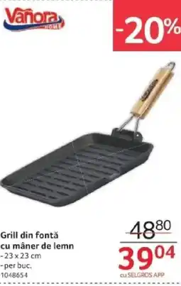 Selgros Grill din fontă cu mâner de lemn Ofertă